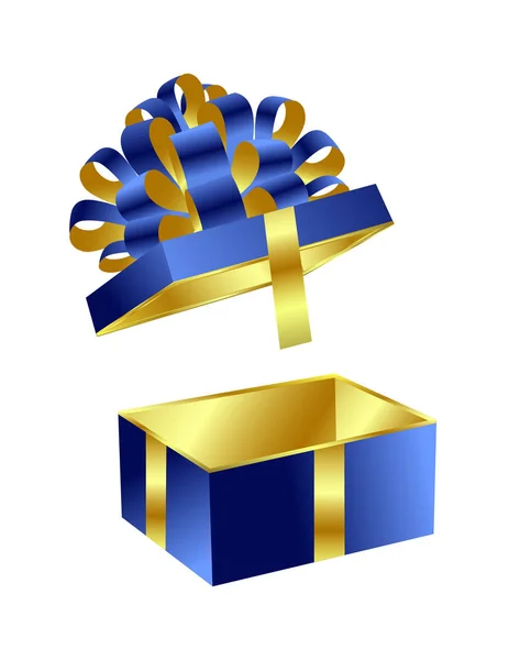 Caja Regalo Navidad Azul Brillante Abierta Aislada Sobre Fondo Blanco — Vector de stock