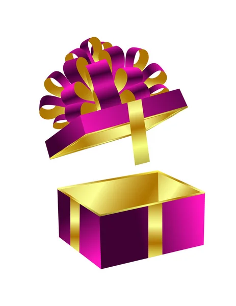 Caja Regalo Navidad Púrpura Brillante Abierta Aislada Sobre Fondo Blanco — Archivo Imágenes Vectoriales