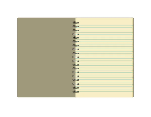 Vista Primer Plano Del Cuaderno Blanco Aislado Sobre Fondo Blanco — Vector de stock