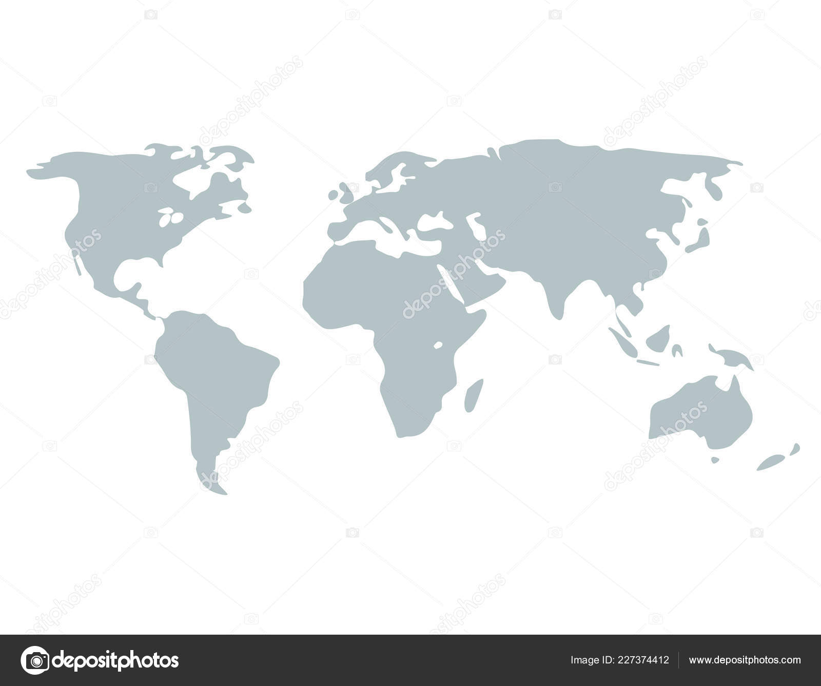 Grey Silhouette World Map White Background Vector Image By C Olga Larionova 11 Vector Stock