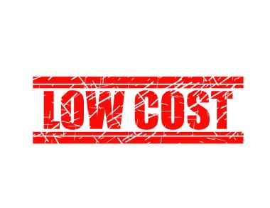 Beyaz arka plan üzerinde izole düşük maliyetli kırmızı pul