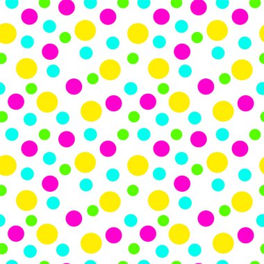 Beyaz arka plan üzerinde renkli daireler ile parlak soyut geometrik desen 