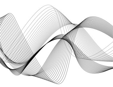 Beyaz arka planda siyah fütüristik dalgalı çizgiler