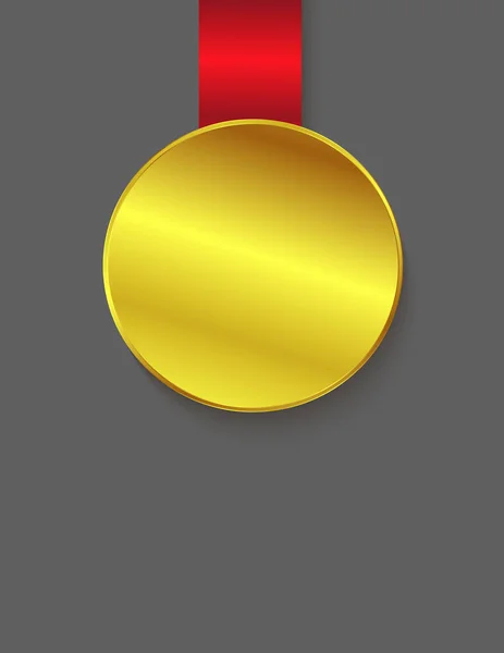灰色の背景で隔離赤いリボンと黄金のメダル — ストックベクタ