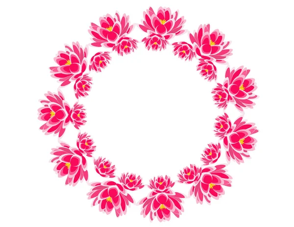 Bela Moldura Redonda Floral Rosa Decorativa Isolada Fundo Branco — Vetor de Stock