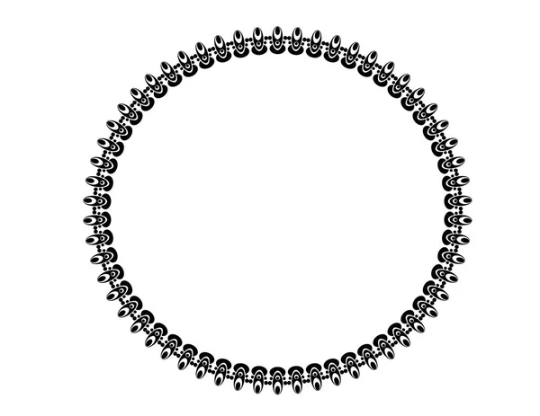 Dekorativní Černý Kulatý Rámeček Ornament Izolovaných Bílém Pozadí — Stockový vektor