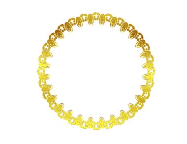 Beyaz arka plan üzerinde izole dekoratif altın yuvarlak çerçeve