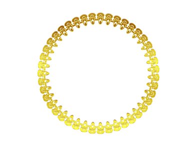 Beyaz arka plan üzerinde izole altın yuvarlak çerçeve süsleme