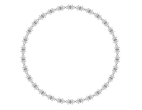 Ronde Frame Patroon Ornament Geïsoleerd Witte Achtergrond — Stockvector