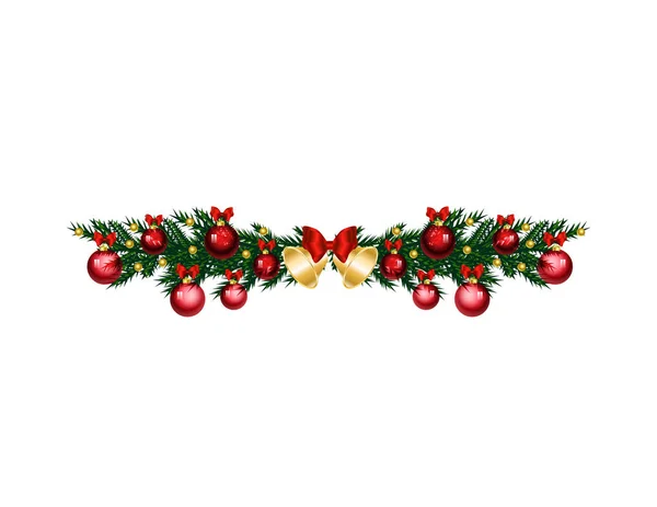 Рождественские Елки Колокольчиками Красными Шариками Изолированы Белом Фоне — стоковый вектор