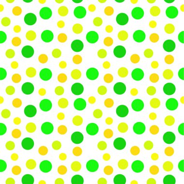 Beyaz arka planda sarı ve yeşil daireler ile parlak soyut geometrik desen 