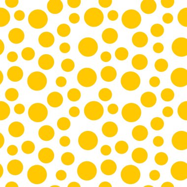 Beyaz arka plan üzerinde parlak sarı daireler ile soyut geometrik desen 