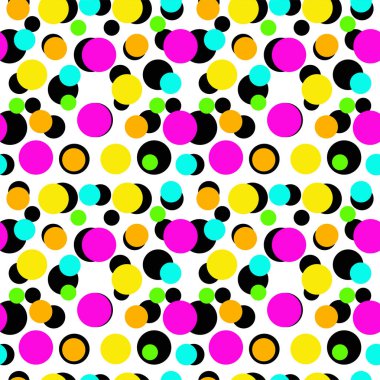 Beyaz arka plan üzerinde renkli daireler ile soyut geometrik desen  