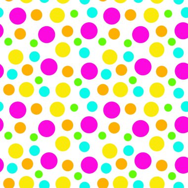 Beyaz arka plan üzerinde renkli daireler ile soyut geometrik desen  