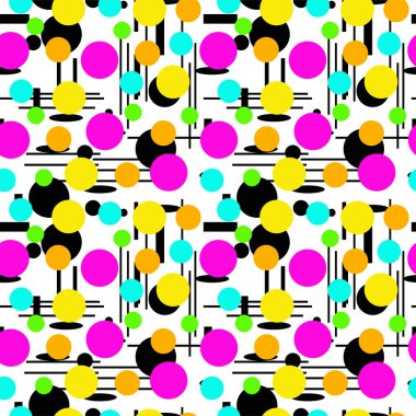 Beyaz arka plan üzerinde renkli daireler ile soyut geometrik desen  