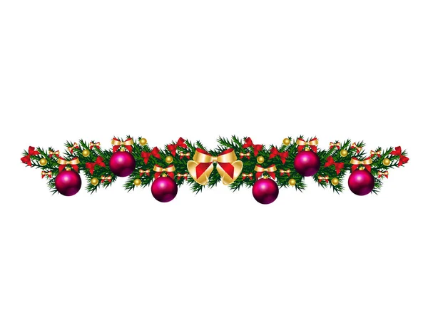Веселий Різдвяний Шаблон Листівки Кольоровими Кульками Ялині — стоковий вектор