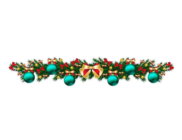 Veselé Vánoční Přání Šablona Barevné Kuličky Jedle — Stockový vektor