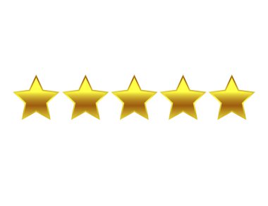 beş yıldız simgesi beyaz, vektör çizim değerlendirme