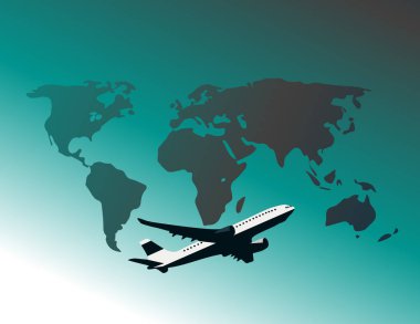 afiş uçak, vektör çizim ile Dünya Haritası