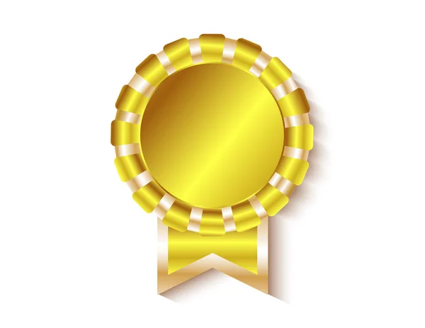 Medalla Oro Redonda Blanco Ilustración Vectorial — Vector de stock