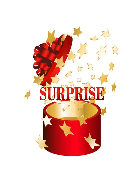 Banner Opened Gift Box Surprise Sign White Vector Illustration — Stock Vector