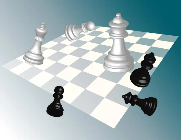 Banner Met Chess Cijfers Vliegen Boord Blauw Vectorillustratie — Stockvector
