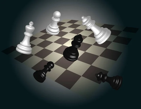 Banner Šachové Figury Létání Přes Palubu Vektorové Ilustrace — Stockový vektor