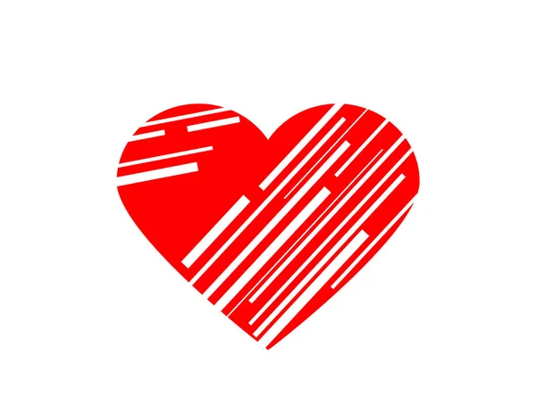 Simple Icon Red Heart Lines Valentines Day Vector Illustration — Stock Vector