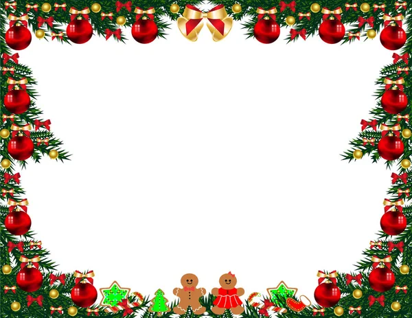 Kerstboom Frame Met Speelgoed — Stockvector