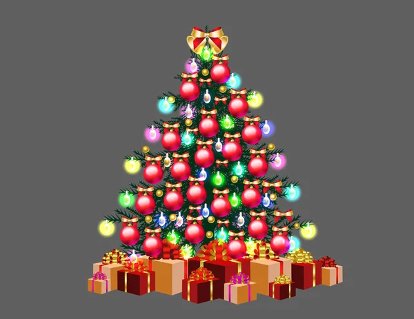 有灯光的圣诞树 — 图库矢量图片