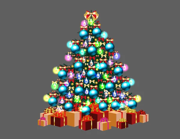 有灯光的圣诞树 — 图库矢量图片