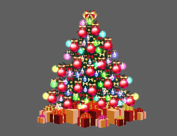 Árbol Navidad Con Luces — Vector de stock