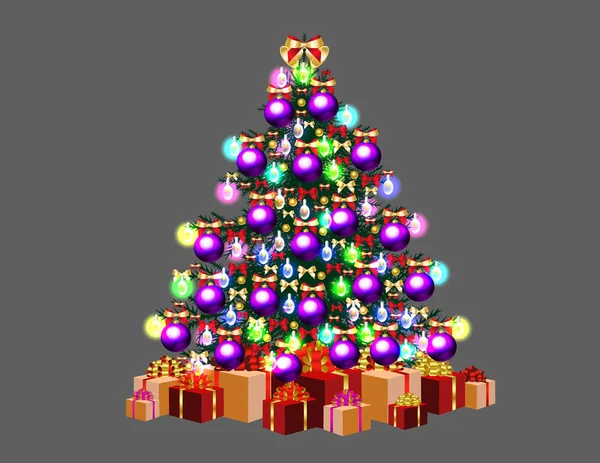 Árvore Natal Com Luzes —  Vetores de Stock