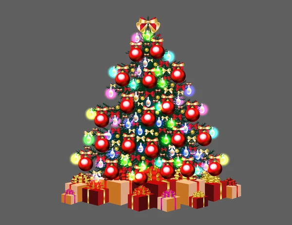Karácsonyfa Fényekkel — Stock Vector