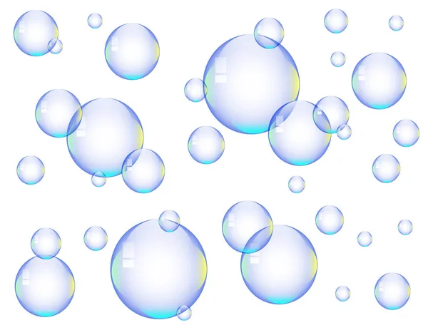 Soap Bubbles White Background — Stock Vector