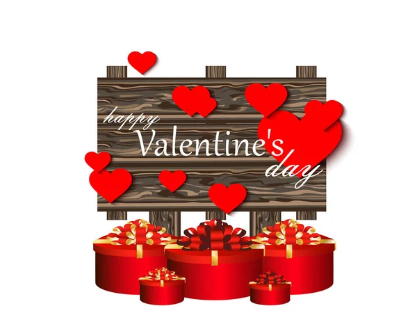 Mesa San Valentín Madera — Vector de stock