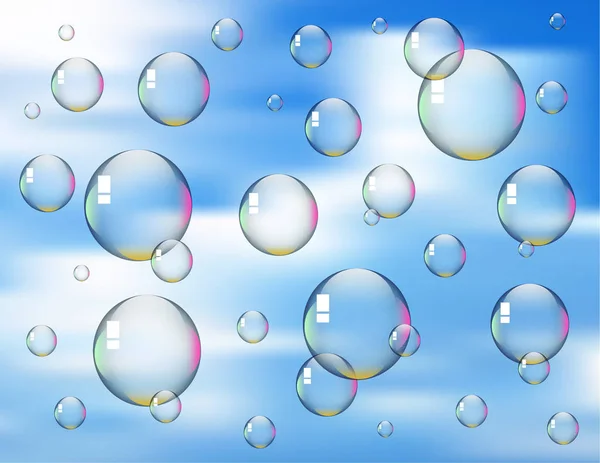 Seifenblasen Auf Himmelshintergrund — Stockvektor