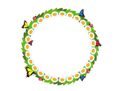 Papatya çiçekler çerçeve çimen