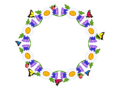 Kelebekler bahar çerçeve çiçek