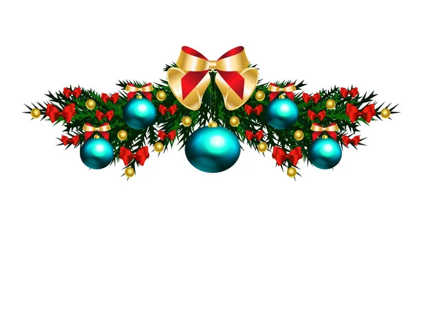 Vánoční Strom Větev Hračkami — Stockový vektor