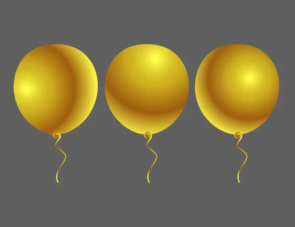 Luftballons Gold Isoliertes Dekor — Stockvektor