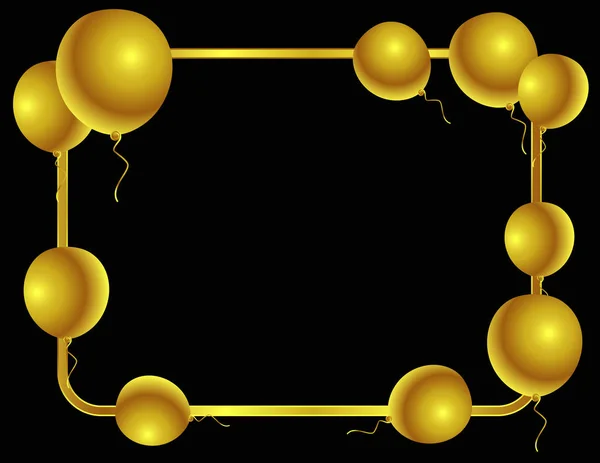 Ballonnen Goud Frame Decor — Stockvector