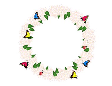 Çerçeve kelebek eflatun çiçekler