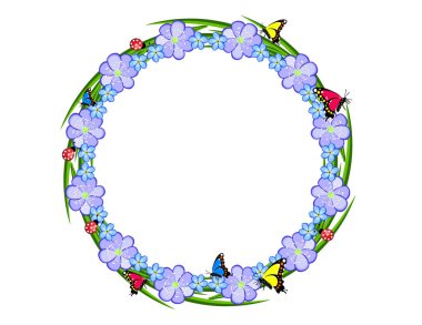 Bahar çiçek çerçeve kelebekler ile