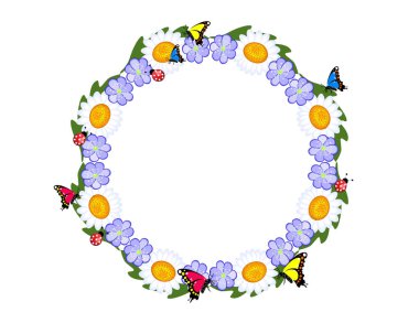 Bahar çiçek çerçeve kelebekler ile