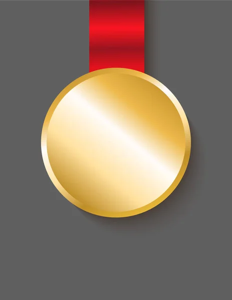 Kırmızı Altın Madalya Izole Dekor — Stok Vektör