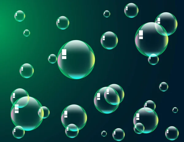 Bulles Savon Sur Fond Vert — Image vectorielle