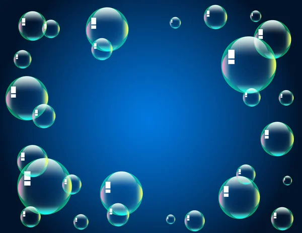 Bulles Savon Sur Fond Bleu — Image vectorielle