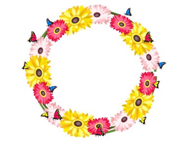 Gerbera çiçekleri çerçeve dekor