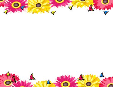 Gerbera çiçekleri çerçeve dekor